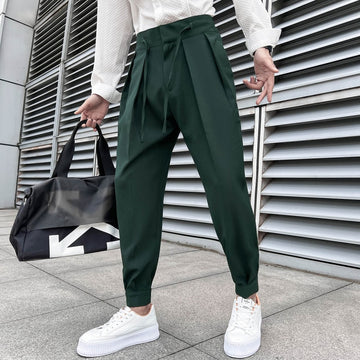 Riolio Summer Elastic Waist Drape Suit Pants Men Business Office Casual Pants Male Fashion Loose Social Party Formal Trousers